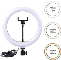 Flipkart SmartBuy 10 inch LED Selfie Ring Light with Mobile Holder for Photo, Video| 3 mode Ring Flash(White, Black)
