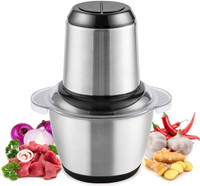 Joyjay 2L Stainless Steel Meat Grinder Blender Food Chopper for Meat,Vegetables,Fruits 250 W Food Processor(Silver)