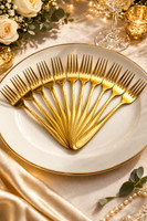 Jahid 12Pc Gold Dessert Fork Set | Elegant Stainless Steel Cake & Fruit Forks Stainless Steel Dinner Fork