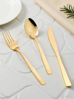 Radhishna Luxury Preium Gold PVD Spoon , Fork,Knife Combo Stainless Steel Serving Fork Set(Pack of 3)