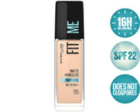 MAYBELLINE NEW YORK Fit Me Matte+Poreless Liquid Foundation (With Pump & SPF 22) Foundation(115 Ivory, 30 ml)