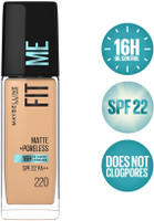 MAYBELLINE NEW YORK Fit Me Matte+Poreless Liquid Foundation (With Pump & SPF 22) Foundation(220 Natural Beige, 30 ml)