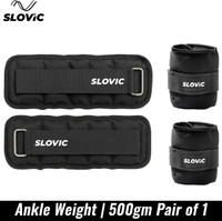 SLOVIC Ankle Weights With Adjustable Straps For All Fitness Levels | 500g Pair Set Black Ankle Weight(1 kg)