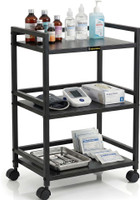 Basic Builds Heavy-Duty 3-Tier Medical Trolley with Wheels | Metal Surgical Cart Rack Work Station Tray(Furniture Accessories, Cast Iron)
