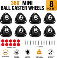 ZTOCOZ Mini Caster Wheels Furniture Moving Wheels Bed Moving Wheel Small Wheels 8 PCS Bar Stool Wheels(Furniture Accessories, Plastic, Steel)