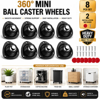 CURNEX Caster Wheels Mini Caster Wheels Wheel for Furniture Appliance Slider 8 PCS Bar Stool Wheels(Furniture Accessories, Steel, Plastic)