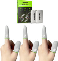 SpinBot Silver Fiber Thumb & Finger Mobile Gaming Sleeves 3 Pair(6 Pieces)  Gaming Accessory Kit(Silver, For iOS, Android)