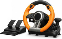 HG WORLD V3 Pro Gaming Racing Steering Wheel with Dual Vibration Feedback,180° Roll  Motion Controller(Orange, For PC, PS3, PS4, Xbox, Xbox One, Nintendo Switch)