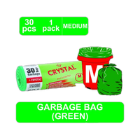 CRYSTAL Garbage Bag on Roll 19 x 21 Green HM Medium 1 L Garbage Bag  Pack Of 30(30Bag )