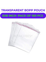 Retailvibes 6x8 Inch | 15x20 Cm 100 Pcs Bopp Pouch Transparent Packing Bags | Self Adhesive Jewelry & Accessories Pouch(Transparent)