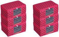 Lonaxa Cloth storage box Pack of 6 Storage organizer Saree cover Storage bag Cloth bag Organizer box Saree Cloth organiser for wardrobe Packing bags Travel organizer Space saver bag(Red)