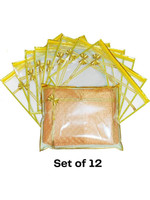 FLYLYF 12 set plastic with zip Saree Bag Cover Dress Bag Cover suit packing bag for wedding saree cover storage bags saree packing bag(Golden cloth organizer for wardrobe)