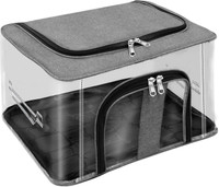 SNDIA 33 L Transparent Moisture Proof Storage Bag, Saree Cover Garment Cover Wardrobe Organizer Bag for Clothes with Carry Handle(Grey Transparent)