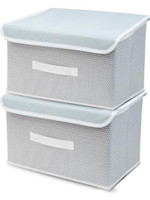 mani kreation Large Non-Woven Big Storage Box with Lid & Handles Foldable Cloth Storage Basket Mani Kreation01(Grey)
