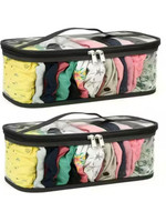 KITTI Dupatta Organizer Storage Bag Storage Pouch for Travel, storage pouch Pack of 2 Innerwear Organizer for Wardrobe Legging Wardrobe Organiser for Storage, Undergarment Organiser for Women (Black)(Black)