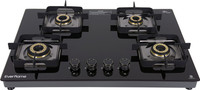 Everflame Spectre 4 Burner Hobtop | 8mm Glass Stove | Italian Sabaf Valve | Advance Series Glass Manual Gas Stove(4 Burners)