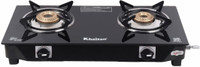 Khaitan 2 Burner BP-NANO MS Black Toughenend Glass Manual Gas Stove(2 Burners)