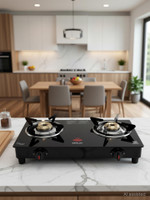 Spalin AI Glass Automatic Gas Stove(Black,Auto Ignition,ISI Certified) Crystal Automatic Gas Stove(2 Burners)