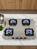 Everflame Prime 4 Burner Gas Stove | ISI Certified | 1.2mm Thick Body | 2 Years Warranty Stainless Steel Manual Gas Stove(4 Burners)