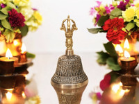 amishi blissful decor Tibetan Brass Bell Religious Handmade Vajra Dorje Prayer Bell Buddhism -350 gm Brass, Bronze Pooja Bell(Gold, Pack of 1)