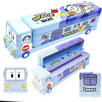 RETRIX Bus Shape Pencil Box Metal Geometry Box for Kids Magic Bus with Moving Tyres Geometry Box(Blue)