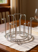 TULWIN Straight Stainless Steel Glass Stand/Glass Holder for Kitchen/Dining Table Stainless Steel Glass Holder