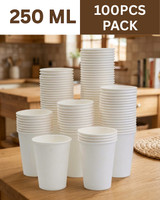 mitendo (Pack of 100) Glass Water/Juice Glass/paper glass/ paper cups for Parties, Function Glass Water/Juice Glass(250 ml, Paper, White)