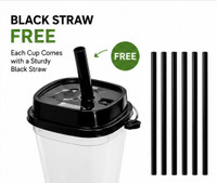 Panch shakti Traders (Pack of 25) Reusable Plastic Sipper Glasses with Black Lid & Free Separate Straw Glass Water/Juice Glass(350 ml, Paper, Black)