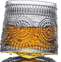 VLKMK (Pack of 4) Whiskey Glasses,Rotatable Decompression , New Fashioned Whiskey Glasses,bar Whiskey Glasses, Perfect Idea for Scotch Lovers, Glasses for Scotch, Rum Glasses Pack of 4 (200 ML) Glass Whisky Glass(200 ml, Glass, Clear)