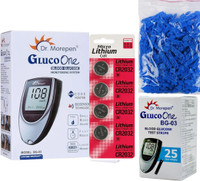Dr. Morepen BG-03 with 25 strips (Free 4 battery cell and 25 lancet with kit) Glucometer(Black, Grey)