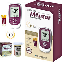STANDARD Mentor Digital Blood Glucose Meter for self Diabetes testing monitor machine with complete medical device Kit - Glucometer(Magenta)