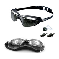 BIONFIT Mirrored Wide-Vision Anti-Fog Swimming Goggles with UV Protection, Men & Women Swimming Goggles(Black)