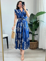 METRONAUT Women Fit and Flare Blue Maxi/Full Length Dress