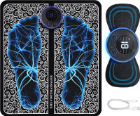 PaxMore Heat, Foldable, Rechargeable, Speed Control Foot Massager Pain Relief,Wireless Electric EMS Massage Machine Mat Massager(Black)
