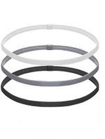 Seeotwo 3 Pieces Thick and Slim Non-Slip Elastic Sports- Athletic Skinny Hair Hair Band(Black, White, Grey)