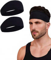 CozyFox Unisex Headbands for Men Women, Sweat Wicking Headbands for Sports PACK OF- 2 Head Band(Black)