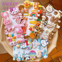 Aayra 14 pcs Mix clips Girlish Flower Fruit Baby Teddy Rainbow Hairpins Set Baby kids Hair Clip(Multicolor)