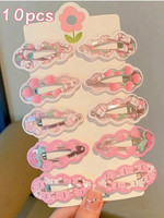 mohaati Cute Print Snap Hair Clips Set (10 Pcs) Tic Tac Clip(Pink)