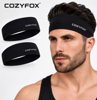 CozyFox Workout Headband for Women & Men Wide, Moisture Wicking & Non-Slip Exercise Hairband or Sports Sweatband Keep Your Hair in Place ,Performance Stretch & Ideal for Running & Yoga Head Band Head Band (Black) Pack Of -2 Head Band(Black)