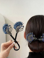 HONEY ACCESSORIES 1PCS Bun Maker, Lazy Hair Curler Hair Accessories for Women Bun Clip(Blue, Black)