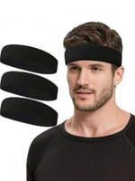 Maa Hosiery Solid Runing sweat Head Band Wicking Hair Wrap Head Band(Black)