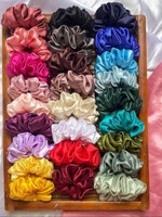Chinky (Pack of 26)Satin Scrunchies Same Color as pic Rubber band (Multicolor) Rubber Band(Multicolor)