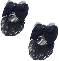 ZAILAND Women Bow Juda Net Barrette Hair Clip With Hair bun Cover net / Set Of 2 Bun Clip(Black)