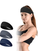 PAROPKAR Non Slip Running Tie Headband for Women Men Gym Running Tennis Karate Athletics Head Band(Black, Blue, Grey)