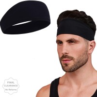 Bismaadh Mens Headband - Running Sweat Head Bands for Sports - Athletic Sweatbands for Workout/Exercise, Tennis & Football - Ultimate Performance Stretch & Moisture Wicking Head Band(Black)