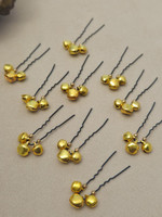 VRUSWA 12 pcs Traditional Ghungroo Hair Pins | Bridal & Festive Hair Jewelry Hair Pin(Gold)