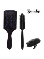 SANDIP Best Combo of Hair Brush with Soft Nylon Bristles for Unisex - pack of 3