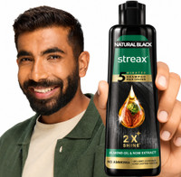 Streax Insta Shampoo Hair Colour Pump Pack, 160 ml for Grey Coverage , Black