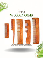 DAUMI Kacchi Neem Organic Wood Combs 100% Handmade, Anti-Dandruff (Pack of 5)