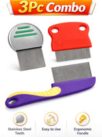 RiKE NitFree Pro 3PC – Stainless Steel Lice Removal Comb Set (3Pc Combo)